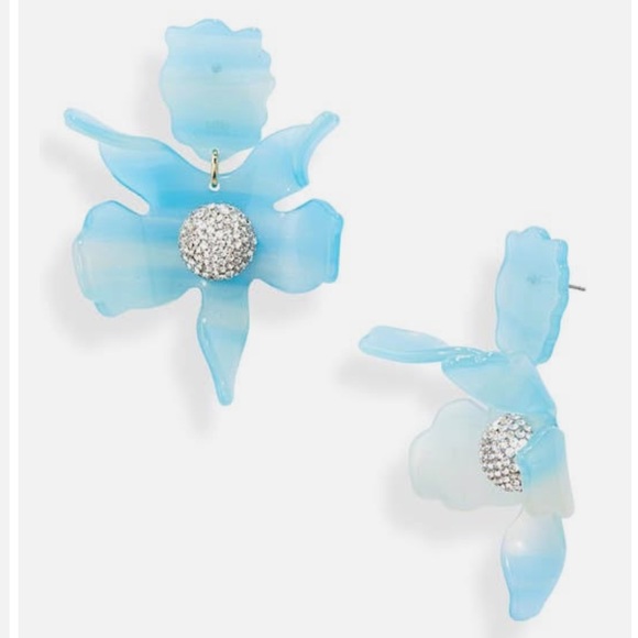 BNWT Lele Sadoughi Lily crystal earring - Teal Swirl - Picture 4 of 7